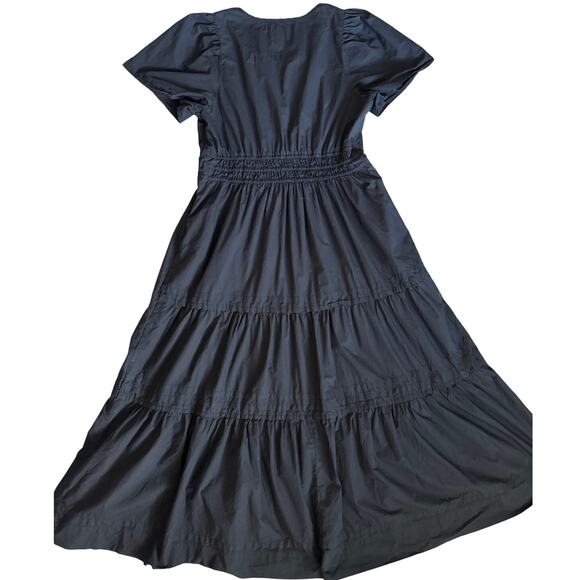 Anthropologie Maeve Poplin Cotton Somerset Maxi Dress Black Size Large - Picture 5 of 11